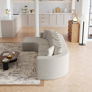 English Elm 131.1-inch Chenille Cloud Curved Sectional with Chaise and Ten Plush Pillows W3505S00010