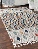 Unique Loom Cherokee Asheville Machine Made Geometric Rug Multi, Green/Ivory/Navy Blue/Yellow/Gray 5' 3" x 8' 0"