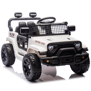 English Elm 24v Kids Ride on Car with Parental Remote Four Wheel Suspension Led Lights Bluetooth White W1578P235083