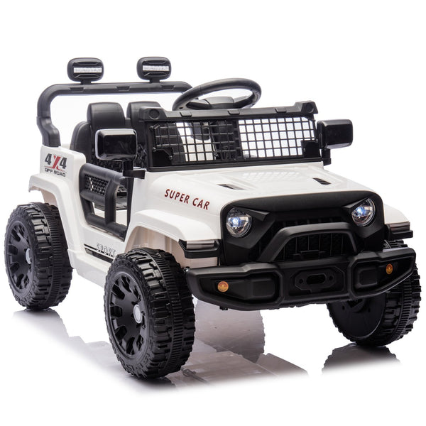 English Elm 24v Kids Ride on Car with Parental Remote Four Wheel Suspension Led Lights Bluetooth White W1578P235083