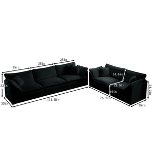 English Elm Sofa Set Of 2 Chenille Couches - Modern Deep Seat Comfort For Versatile Living Room Layouts! W714S00625-GIGA