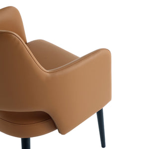 English Elm Tremont Metal Vegan Leather Armchair with Sleek Black Steel Frame, High-Density Foam Comfort Brown B365P397733