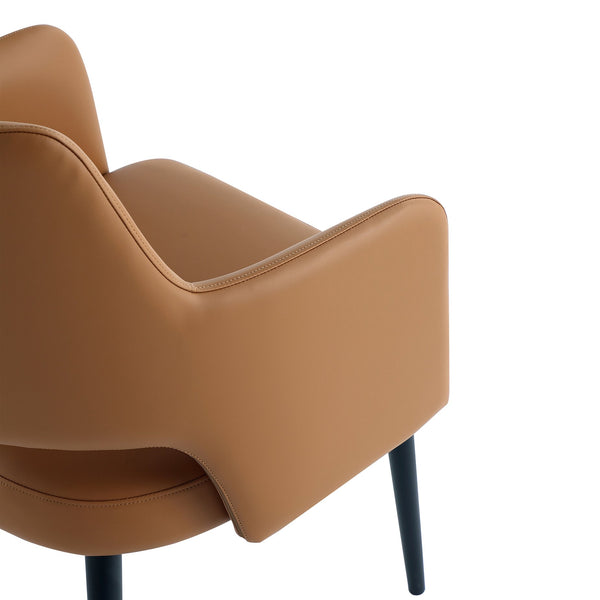 English Elm Tremont Metal Vegan Leather Armchair with Sleek Black Steel Frame, High-Density Foam Comfort Brown B365P397733