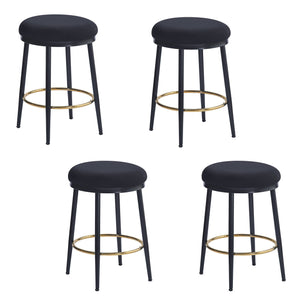 English Elm Christopher Knight Home® - 24.75'' Modern Counter Stools Set Of 4 - Chic Black Velvet & Iron Frame With Gold Footrest For Style! N780P189729B-2