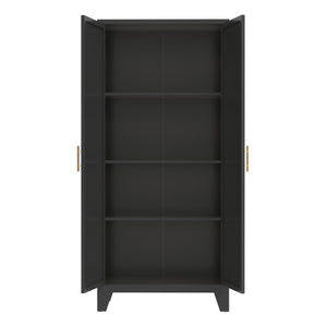 English Elm 61'' Metal Storage Cabinet with 2 Doors and Adjustable Shelves — Spacious Steel Wardrobe for Home & Office Black W3387P306335