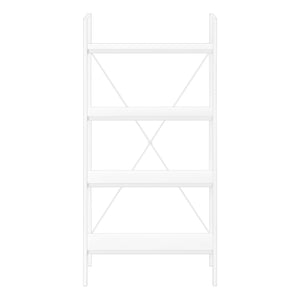 English Elm Bookshelf, 4-Tier Space-Saving Bookcase with Dark Wood-Look Laminate and Black Metal Frame for Home Decor White 50 L x 14 W x 4 H B2710P219959