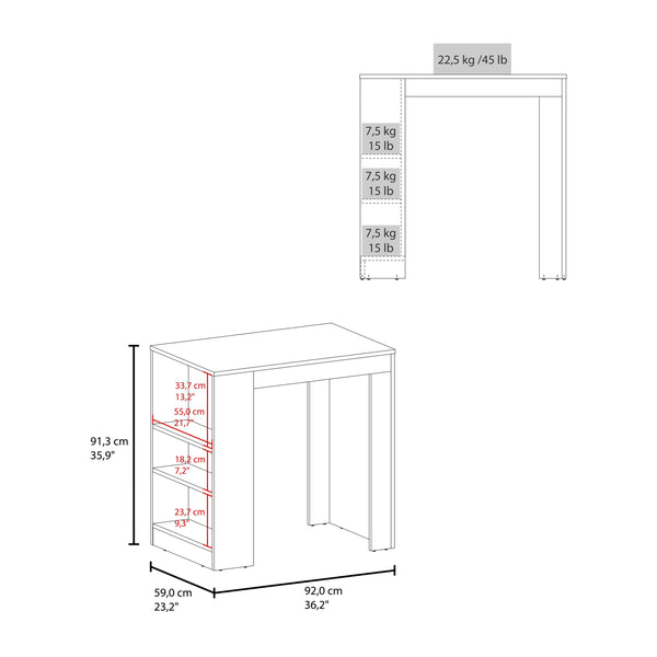 English Elm Lacour Open Shelf Kitchen Island Prep Station with Three Tier Melamine Storage Natural B097P474294