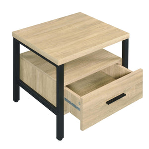English Elm Oak Slim 1-Drawer Accent Table with Open Shelf and Metal Legs - Versatile Nightstand for Living Room hallway décor B062P186480
