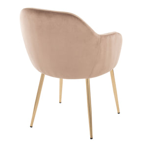 English Elm Dining Chair Set of 2 Plush Velvet Seat Gold Tapered Legs Glam Contemporary Style Brown B202P471284