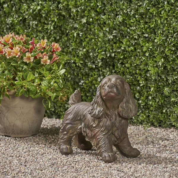 English Elm Christopher Knight Home® - JOSIE Cocker Spaniel Cast Stone Garden Statue, Brown Wash Finish, Weatherproof 14.5"H Accent 65284.00BRN