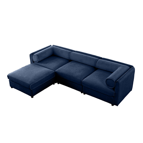 English Elm Elegant Blue Chenille Sectional Sofa With Hidden Storage, Ergonomic Support, And Modular Design W714S01050