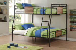 English Elm Brantley Sandy Black & Dark Bronze Hand-Brushed Finish Queen/Queen Convertible Metal Bunk Bed with Slat System Black 85 L x 22 W x 7 H B2726S00511