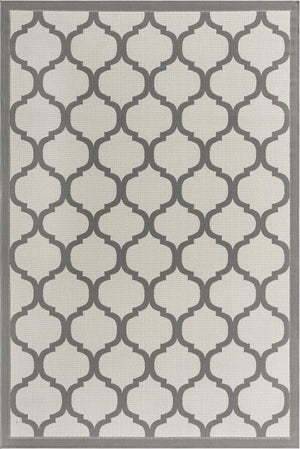Unique Loom Outdoor Trellis Moroccan Machine Made Geometric Rug Gray, Silver 6' 1" x 9' 0"