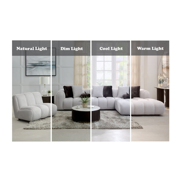 English Elm Manilla Ivory Linen Sectional Sofa & Chair Set With Accent Pillows For Modern Living Room Comfort B2726S00306