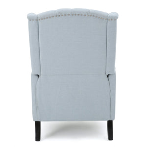 English Elm Christopher Knight Home® - Light Blue Button-Tufted Wingback Pushback Recliner Chair – Elegant Fabric Comfort, Cozy Support PMID 56992.00LSKY