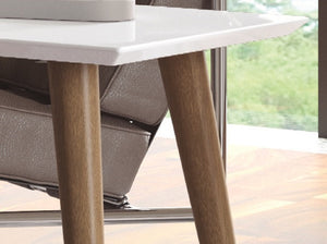 English Elm Utopia 40" Coffee Table with Lacquered Rectangular Top and Solid Wood Splayed Legs for Style and Durability White B365P398085