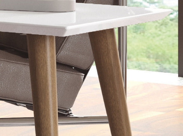 English Elm Utopia 40" Coffee Table with Lacquered Rectangular Top and Solid Wood Splayed Legs for Style and Durability White B365P398085