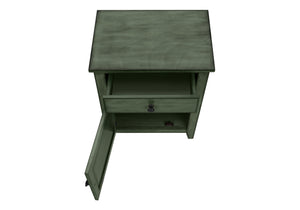 English Elm Accent Coastal Nightstand with Drawer & Cabinet, Antique Green Veneer, 25" High, MDF, Transitional Style B2710P219461