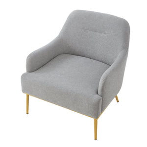 English Elm Modern Chenille Armchair with Curved Back Gold Legs Plush Accent Seat for Any Room Grey N763P360684E