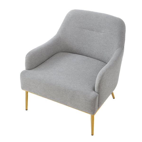 English Elm Modern Chenille Armchair with Curved Back Gold Legs Plush Accent Seat for Any Room Grey N763P360684E