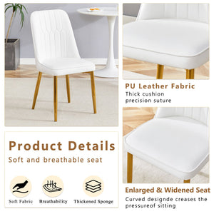 English Elm Table and Chair Set Extendable Round Mdf Dining with Gold Legs Four Pu Seats W1151S03954