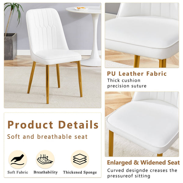 English Elm Table Set Extendable Round Oval Mdf White Gold Legs Six Pu Chairs Modern Dining W1151S03955
