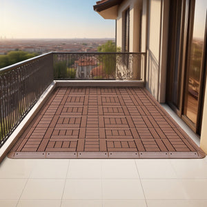 English Elm Auxiliary Interlocking Floor Tile Edge Strips Perimeter Kit for Outdoor Patio Brown Red+Brown W3022P298705