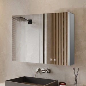 English Elm Corsica Double Door Led Medicine Cabinet with Defogger and Aluminum Frame for Bathrooms B2731P477801