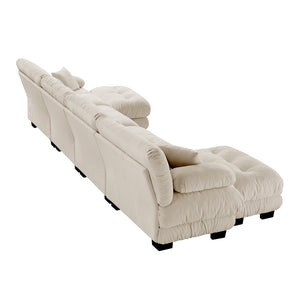 English Elm Free Modular U-Shaped Sectional Sofa With 2 Ottomans – Cozy Light Coffee Chenille 4-Seater Couch W714S01033