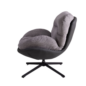 English Elm Christopher Knight Home® - 360° Swivel Office Chair Chenille and Faux Leather Accent with Metal Base, Ergonomic Plush Seating for Home and Office Black,Light Gray N817P205024G