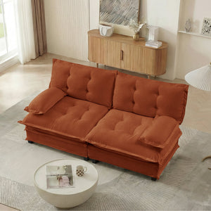 English Elm 77 Inch Cloud Loveseat Modular Chenille Sofa with Lattice Cushions for Any Room Orange W714S01734