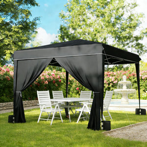English Elm Convenient Pop up Canopy 10x10 Steel Frame Upf50 Oxford Roof with Sidewalls Included Black,White T3971P454703