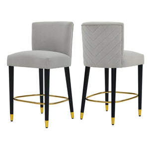 English Elm Christopher Knight Home® - 27inch-counterstool, modern rubberwood frame with light fabric upholstery, gold circular footrest accent Grey N780P224409G