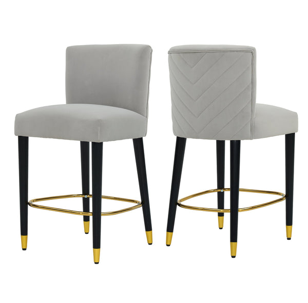 English Elm Christopher Knight Home® - 27inch-counterstool, modern rubberwood frame with light fabric upholstery, gold circular footrest accent Grey N780P224409G