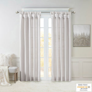 JLA Home Madison Park - Twist Emelia Faux Silk Lined Curtain Panel with DIY Twist Tabs for Luxurious Draping and Privacy Silver MP40-6328