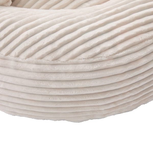 English Elm Bean Bag Sofa Oversized Corduroy Floor Lounge Chair with Armrests Pillows Foam Fill Beige W395P426811