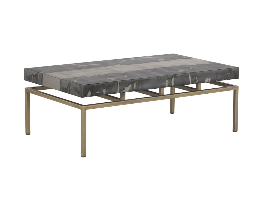 Sunpan Toreno Coffee Table - Handcrafted Antique Brass with Unique Patina Finish, Global Travel Inspired Design