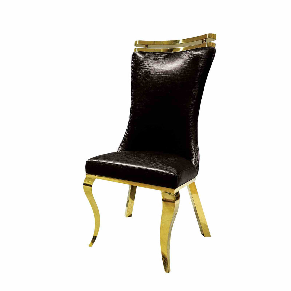 English Elm Glam 2Pc Upholstered Side Chair Set - Black & Gold, Tiger Print Fabric For Luxe Dining & Lounge Style B2741S00727