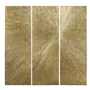 JLA Home Madison Park Signature - Hand Painted Dimensional Resin Triptych Sunburst Wall Art Set with Gold Metallic Texture, 3pc MPS95B-0040