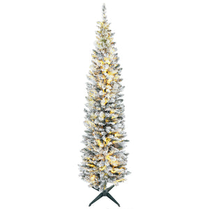 English Elm Homcom 7' Pre-Lit Slim Noble Fir Christmas Tree With 210 Led Lights - Perfect For Small Spaces! W2225P249655