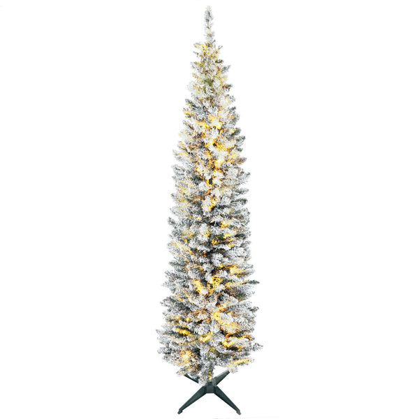 English Elm Homcom 7' Pre-Lit Slim Noble Fir Christmas Tree With 210 Led Lights - Perfect For Small Spaces! W2225P249655