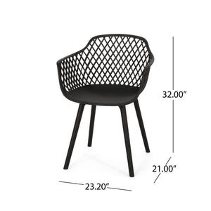 English Elm Christopher Knight Home® - POPPY Weather-Resistant Outdoor Dining Chair with Diamond Mesh Design, Sturdy Polypropylene Comfort Black 24 L x 23.5 W x 22.4 H 69069.00BLK
