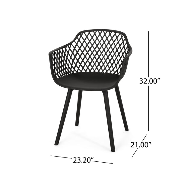 English Elm Christopher Knight Home® - POPPY Weather-Resistant Outdoor Dining Chair with Diamond Mesh Design, Sturdy Polypropylene Comfort Black 24 L x 23.5 W x 22.4 H 69069.00BLK
