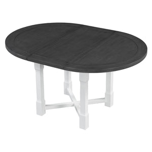 English Elm Trexm Farmhouse Round Extendable Dining Set Birch Veneer Table Upholstered Chairs ST000139AAE