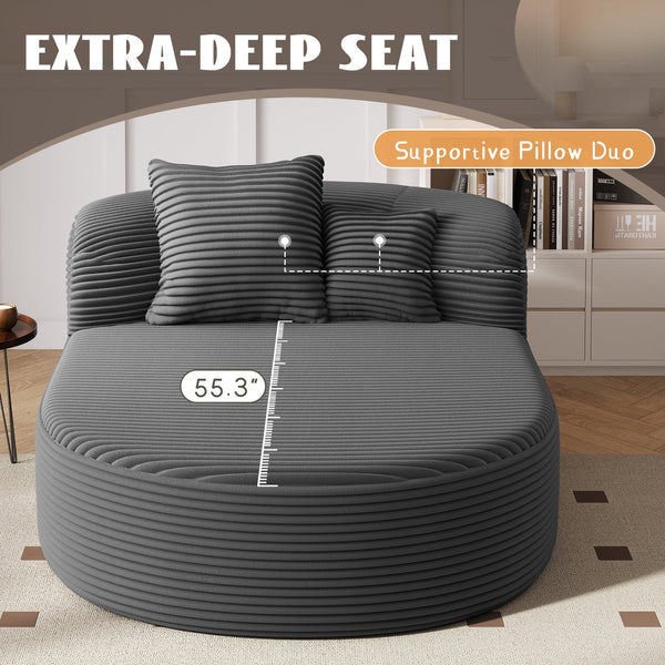 English Elm Swivel Barrel Accent Chair Chenille Tufted Round Club Seat for Living Room Lounge Gray N719S002370E