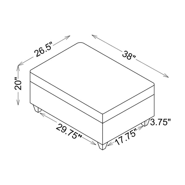 English Elm Rectangular Upholstered Tufted Ottoman with Grid Stitch Detailing for Cozy Lounging and Coffee Table Use Dark Gray B016P370157