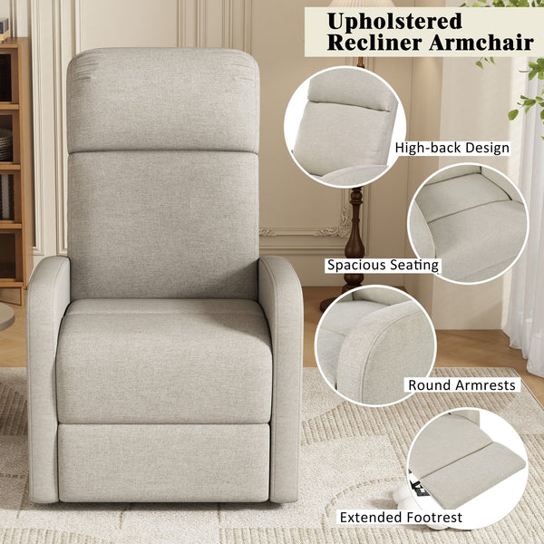 English Elm Christopher Knight Home® - Modern Recliner Plush Manual Recliner Chair with Ergonomic Support, 3-Position Backrest, Durable Fabric Comfort Wheat N763P256491A