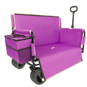 English Elm 3-in-1 Convertible Folding Wagon with 500lb Steel Frame and All-terrain Swivel Wheels Purple W2932P390459