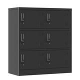 English Elm 6-Door Employee Storage Locker, Metal Lockers For Office, Gym, School, and Homewith Card Slot (Black)