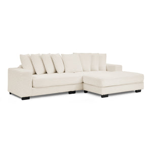 English Elm Corduroy Tufted Sleeper Sectional Sofa – L-Shaped Modular Design With Customizable Footrests In Beige W487S00342